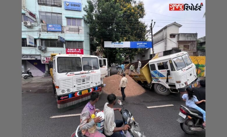 In the city of Surat due to normal rains the poles of the government system fell into disrepair