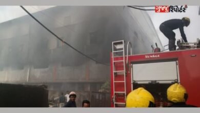 Heavy fire breaks out in Udhana Harinagar area: Fire brigade and police set up action