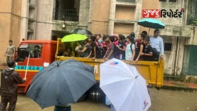A total of 111 persons, including 95 students and 16 staff members of Sarthana's Adarsh ​​Nivasi Ashram School, were evacuated due to rainwater flooding.