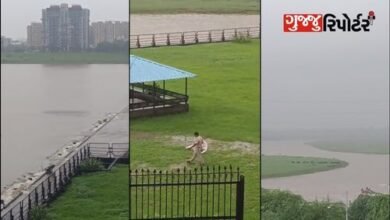 Torrential rain with water in Ukai Dam