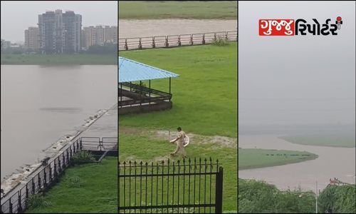 Torrential rain with water in Ukai Dam